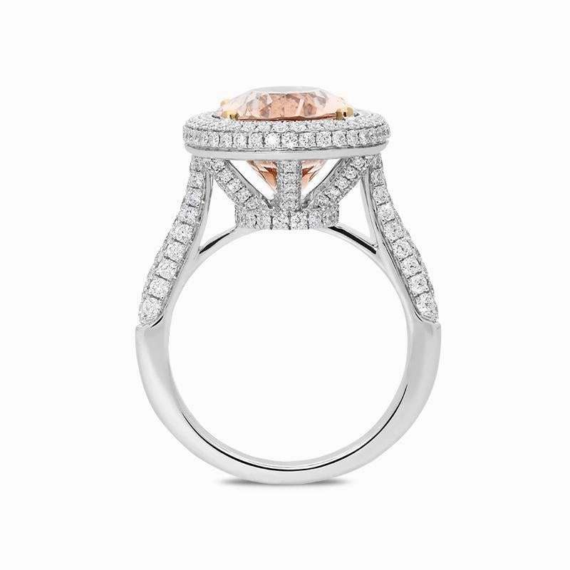18ct White Gold 6.38ct Morganite Diamond Double Halo Ring