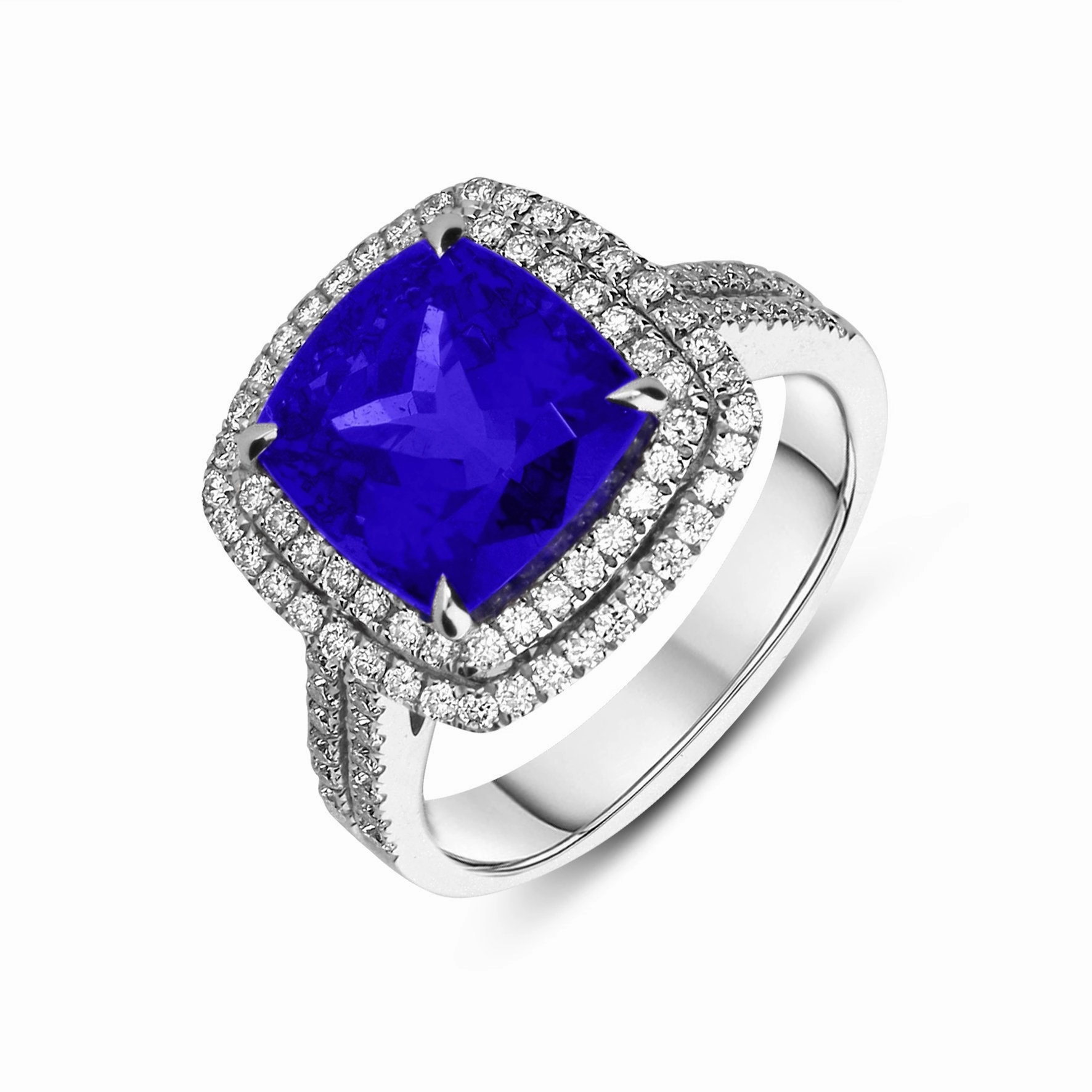 18ct White Gold 6.84ct Tanzanite and Diamond Dress Ring