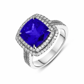 18ct White Gold 6.84ct Tanzanite and Diamond Dress Ring