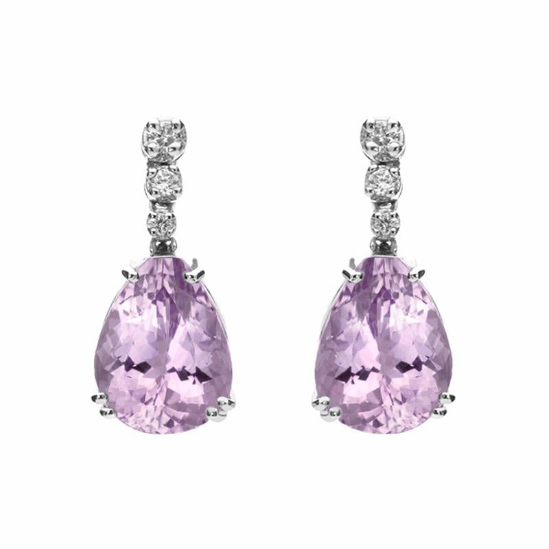 18ct White Gold 8.22ct Amethyst Diamond Drop Earrings