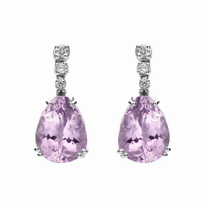 18ct White Gold 8.22ct Amethyst Diamond Drop Earrings