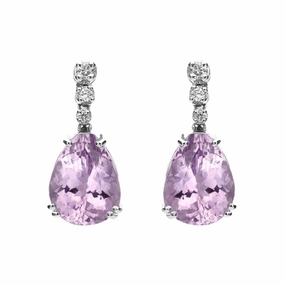 18ct White Gold 8.22ct Amethyst Diamond Drop Earrings