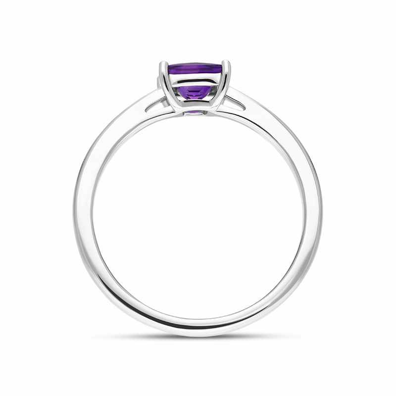18ct White Gold Amethyst Square Solitaire Ring
