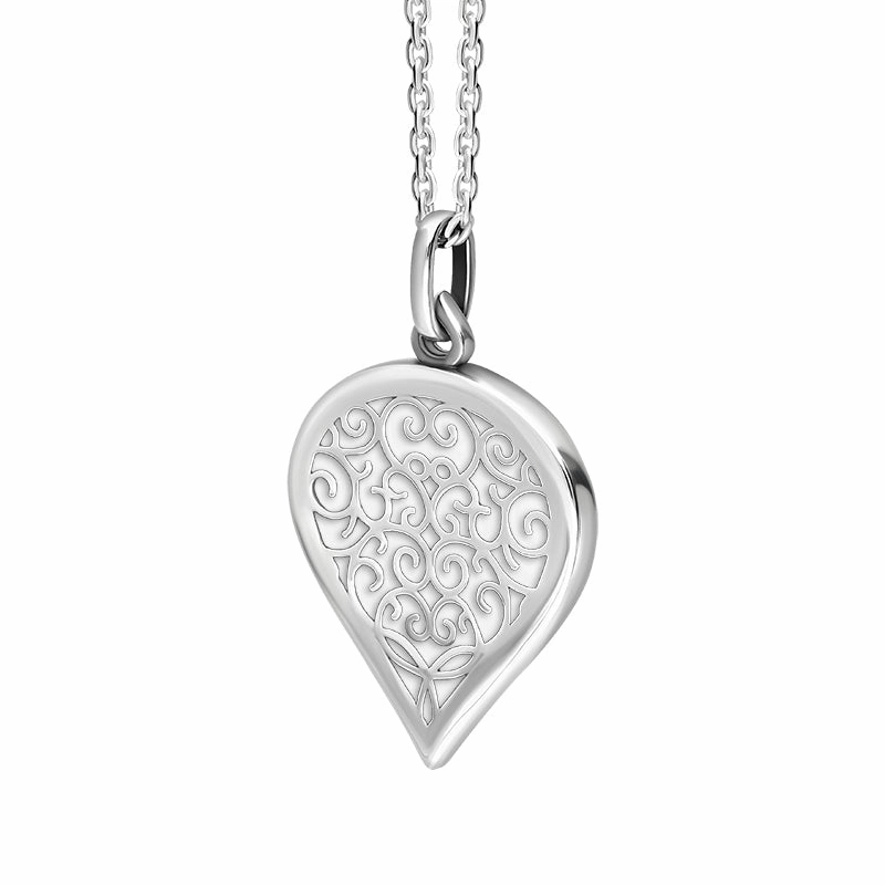 18ct White Gold Bauxite Flore Filigree Medium Heart Necklace