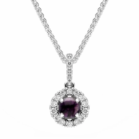 18ct White Gold Blue John 0.14ct Diamond Round Necklace