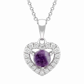 18ct White Gold Blue John 0.17ct Diamond Heart Necklace