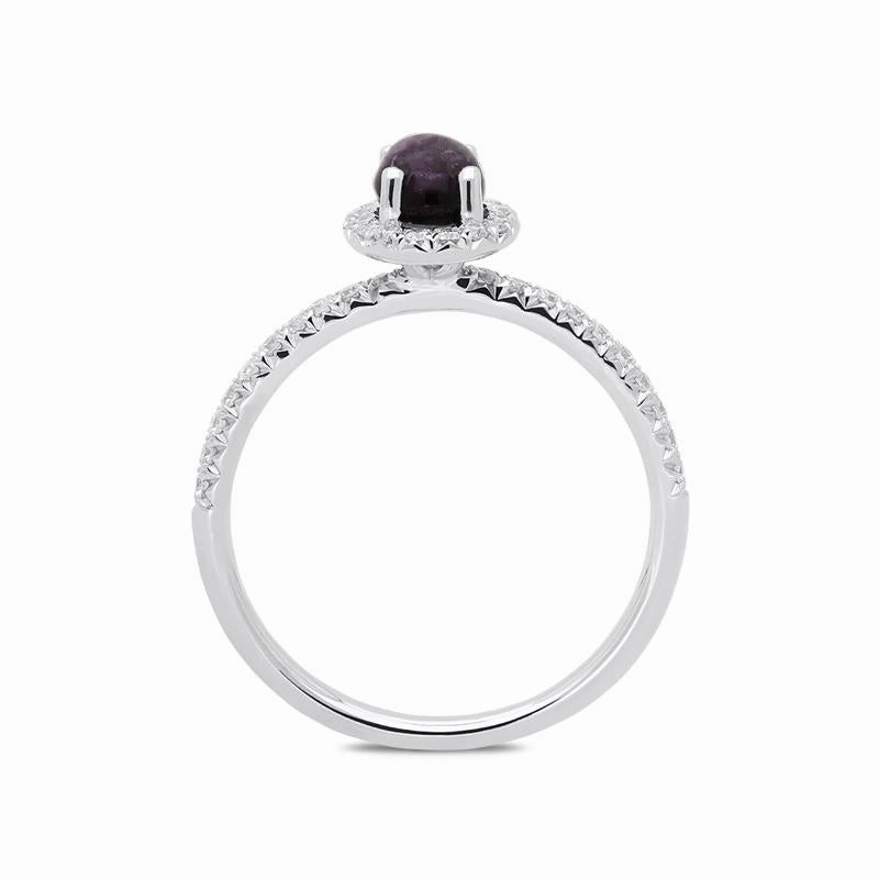 18ct White Gold Blue John 0.27ct Diamond Oval Cluster Ring