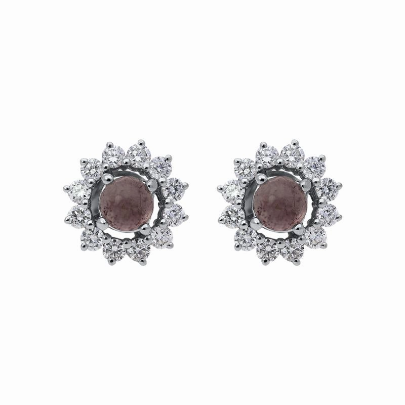 18ct White Gold Blue John 0.63ct Diamond Floral Stud Earrings