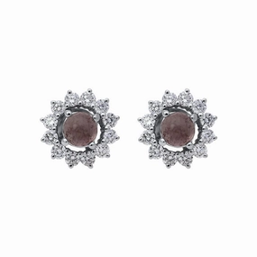 18ct White Gold Blue John 0.63ct Diamond Floral Stud Earrings