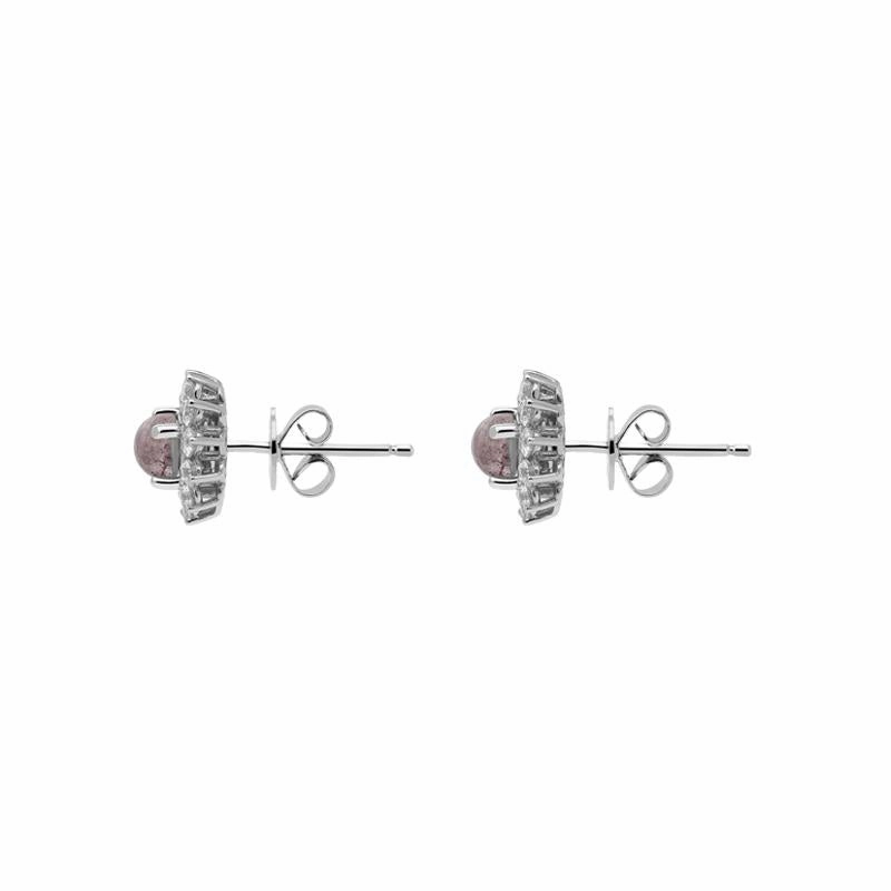 18ct White Gold Blue John 0.63ct Diamond Floral Stud Earrings