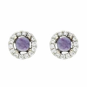 18ct White Gold Blue John and Diamond Round Stud Earrings