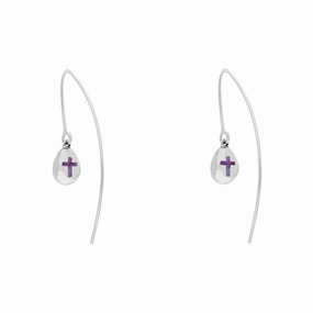 18ct White Gold Blue John Cross Disc Drop Earrings