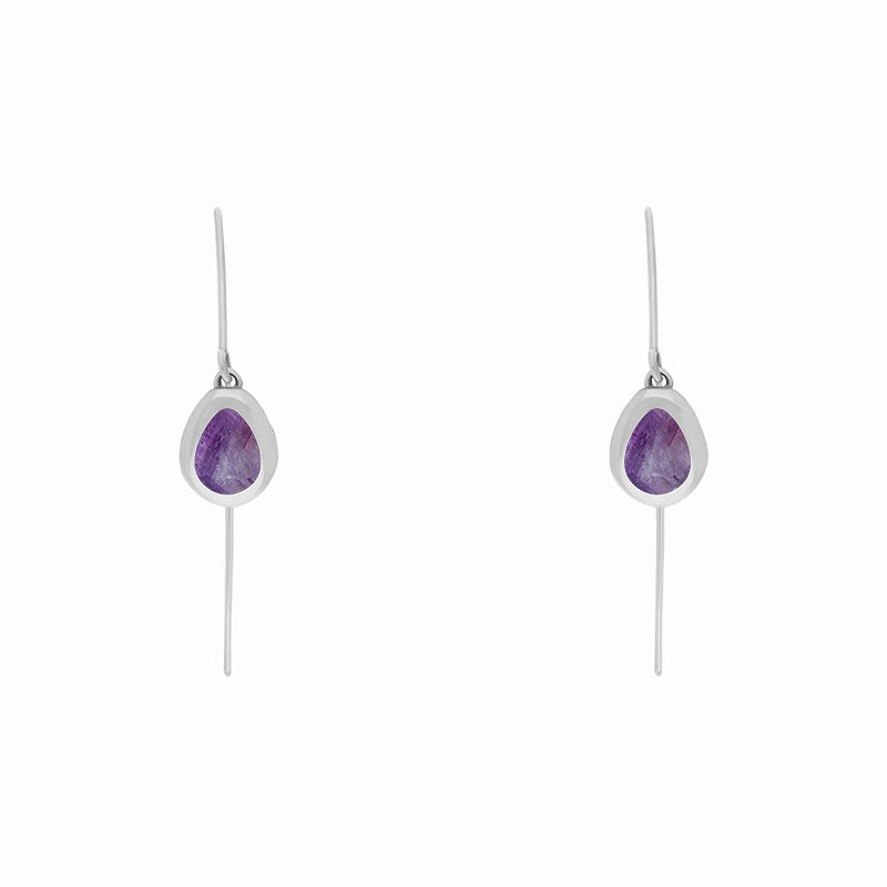 18ct White Gold Blue John Cross Disc Drop Earrings