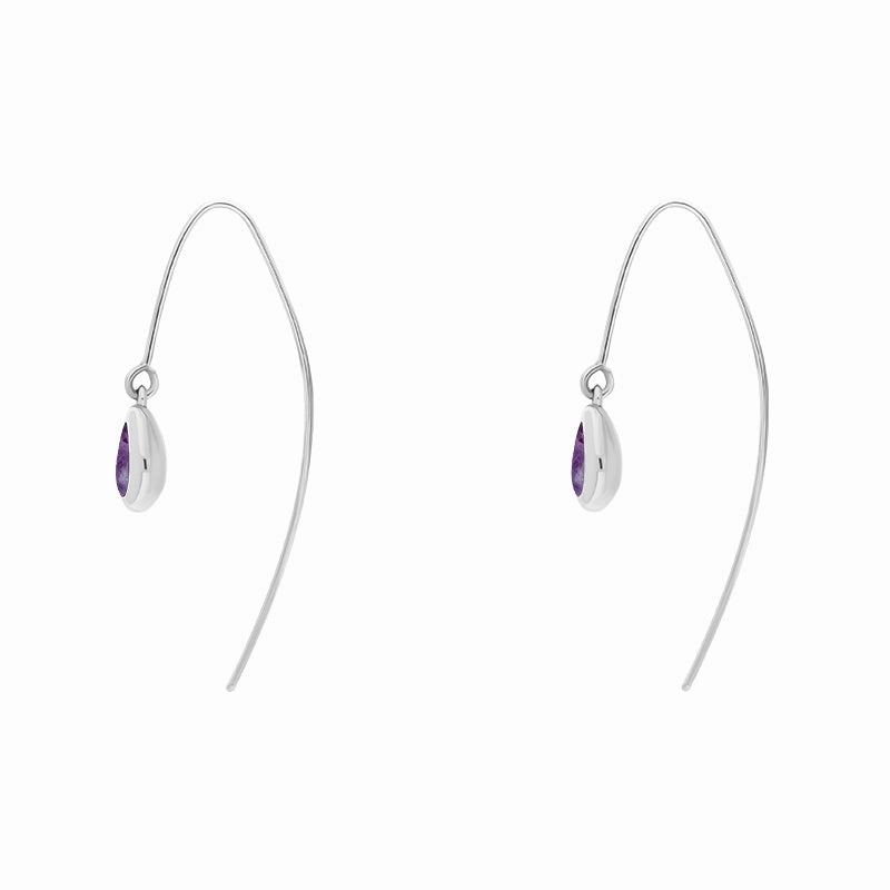 18ct White Gold Blue John Cross Disc Drop Earrings