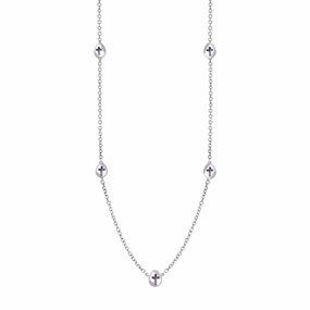 18ct White Gold Blue John Cross Link Disc Chain Necklace