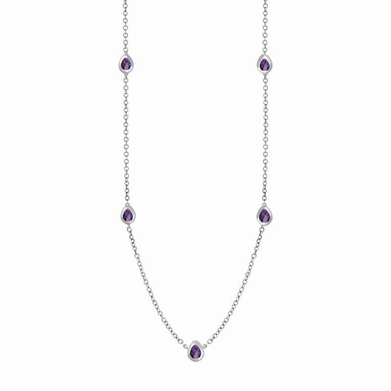 18ct White Gold Blue John Cross Link Disc Chain Necklace