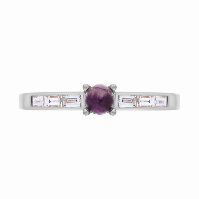 18ct White Gold Blue John Diamond 0.31ct Round Claw Set Ring