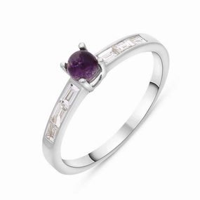 18ct White Gold Blue John Diamond 0.31ct Round Claw Set Ring