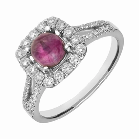 18ct White Gold Blue John Diamond Cushion Top Ring