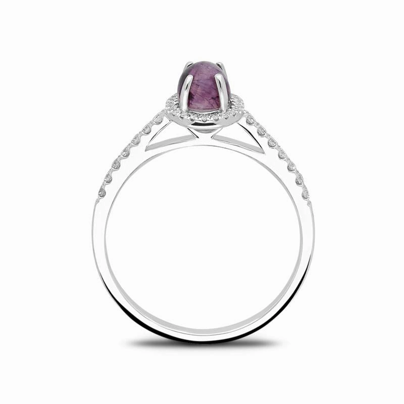 18ct White Gold Blue John Diamond Oval Ring