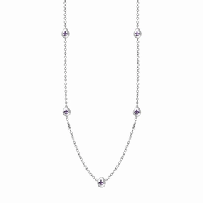 18ct White Gold Blue John Fleur De Lis Link Disc Chain Necklace