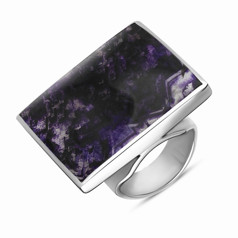 18ct White Gold Blue John Hallmark Large Square Ring