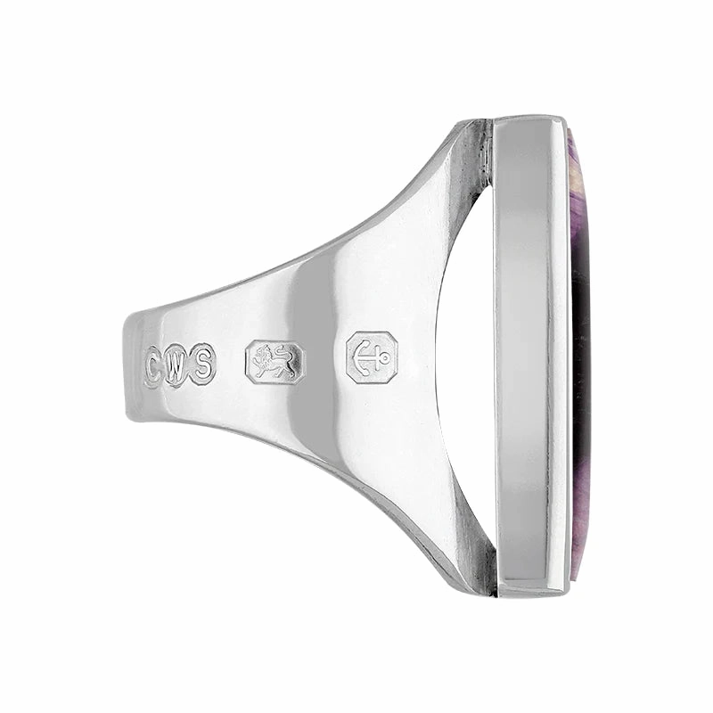 18ct White Gold Blue John Hallmark Medium Oblong Ring