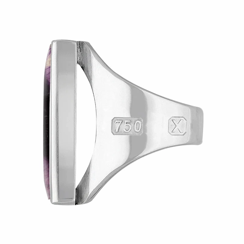 18ct White Gold Blue John Hallmark Medium Oblong Ring