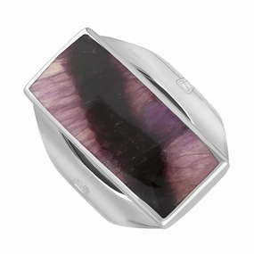 18ct White Gold Blue John Hallmark Medium Oblong Ring