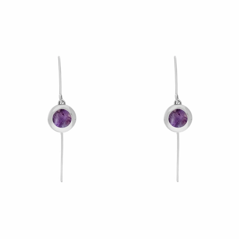 18ct White Gold Blue John Heart Disc Drop Earrings