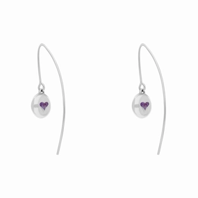 18ct White Gold Blue John Heart Disc Drop Earrings