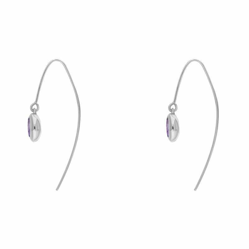 18ct White Gold Blue John Heart Disc Drop Earrings