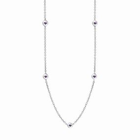 18ct White Gold Blue John Heart Link Disc Chain Necklace