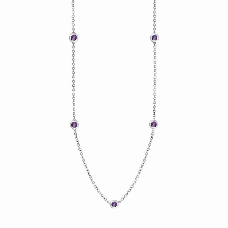 18ct White Gold Blue John Heart Link Disc Chain Necklace
