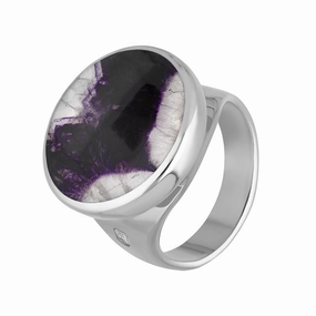 18ct White Gold Blue John King's Coronation Hallmark Small Round Ring D