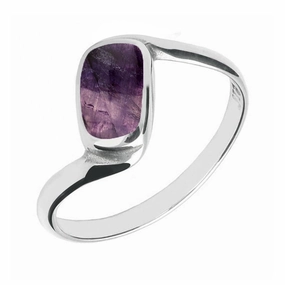 18ct White Gold Blue John Oblong Twist Ring