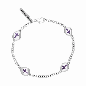 18ct White Gold Blue John Oval Cross Detail Four Stone Bracelet