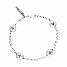 18ct White Gold Blue John Oval Heart Detail Four Stone Bracelet