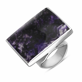 18ct White Gold Blue John Queen's Jubilee Hallmark Large Square Ring D