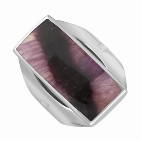 18ct White Gold Blue John Queen's Jubilee Hallmark Medium Oblong Ring D