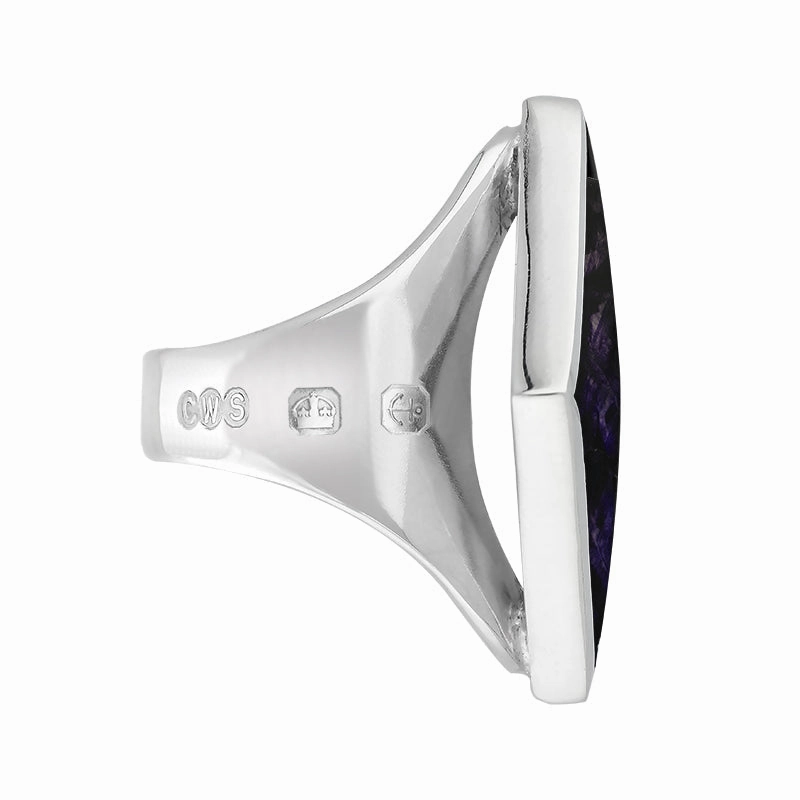 18ct White Gold Blue John Queen's Jubilee Hallmark Medium Rhombus Ring D