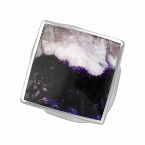 18ct White Gold Blue John Queen's Jubilee Hallmark Medium Rhombus Ring D