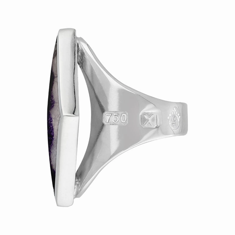 18ct White Gold Blue John Queen's Jubilee Hallmark Medium Rhombus Ring D