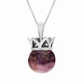 18ct White Gold Blue John Royal Coronet 11mm Bead Pendant
