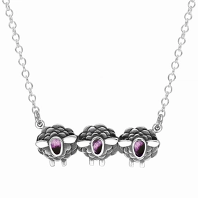 18ct White Gold Blue John Three Sheep Necklace