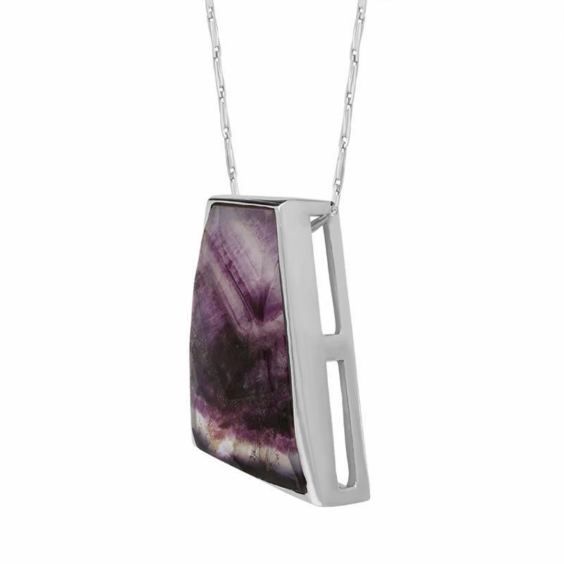 18ct White Gold Blue John Unique Tapered Oblong Necklace D