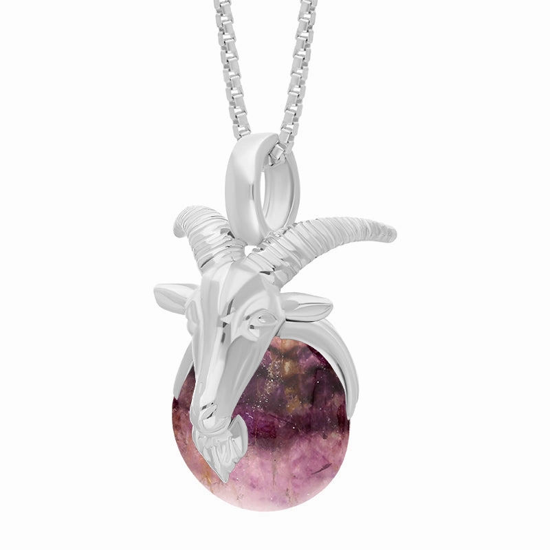 18ct White Gold Blue John Zodiac Capricorn 9mm Bead Pendant
