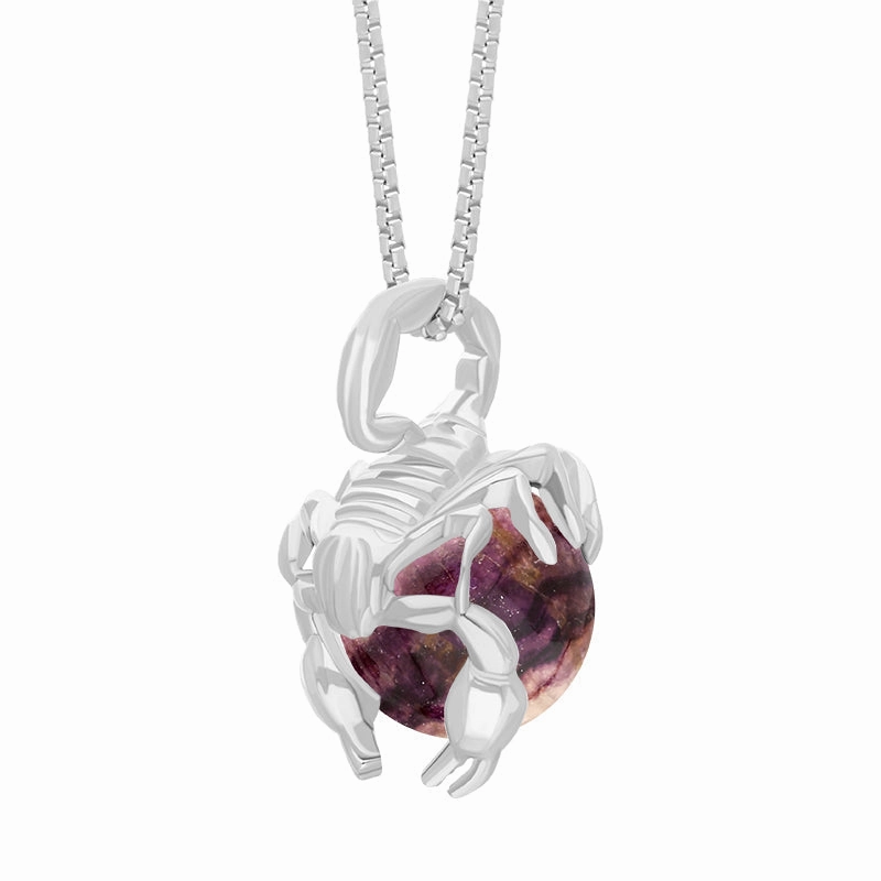 18ct White Gold Blue John Zodiac Scorpio 9mm Bead Pendant