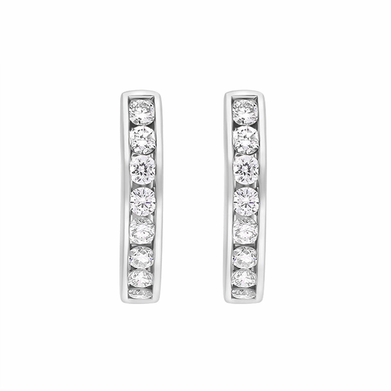 18ct White Gold Diamond 0.24ct channel Set Hoop Earrings