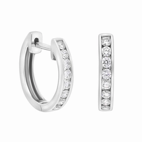 18ct White Gold Diamond 0.24ct channel Set Hoop Earrings